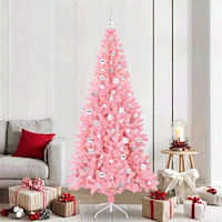 vidaXL Julgran med 300 LED-lampor med stativ Rosa 210 cm PVC