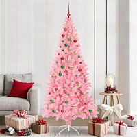 vidaXL Julgran med 300 LED-lampor med stativ Rosa 210 cm PVC