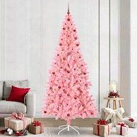 vidaXL Julgran med 300 LED-lampor med stativ Rosa 240 cm PVC