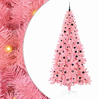 vidaXL Julgran med 300 LED-lampor med stativ Rosa 240 cm PVC