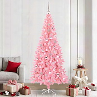 vidaXL Julgran med 300 LED-lampor med stativ Rosa 240 cm PVC
