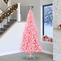 vidaXL Julgran med 300 LED-lampor med stativ Rosa 240 cm PVC