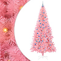vidaXL Julgran med 300 LED-lampor med stativ Rosa 240 cm PVC