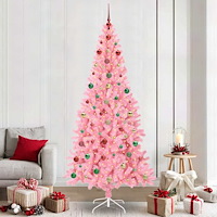 vidaXL Julgran med 300 LED-lampor med stativ Rosa 240 cm PVC