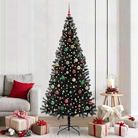 vidaXL Julgran med 300 LED-lampor med stativ Svart 210 cm PVC