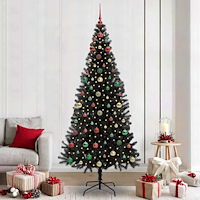 vidaXL Julgran med 300 LED-lampor med stativ Svart 240 cm PVC