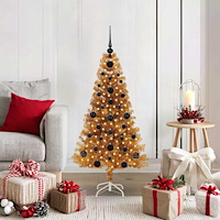 vidaXL Julgran med 150 LED-lampor med stativ Guld 120 cm PET