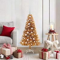 vidaXL Julgran med 150 LED-lampor med stativ Guld 120 cm PET