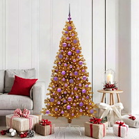 vidaXL Julgran med 300 LED-lampor med stativ Guld 180 cm PET