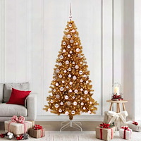 vidaXL Julgran med 300 LED-lampor med stativ Guld 210 cm PET