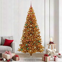 vidaXL Julgran med 300 LED-lampor med stativ Guld 240 cm PET