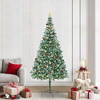 vidaXL Konstgjord julgran med 300 LED-lampor Grön 210 cm PVC och Stål