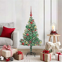 vidaXL Konstgjord Julgran Snöflockad med LED Ljus Grön och Vit 120 cm