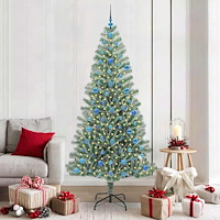 vidaXL Konstgjord Julgran Snöflockad med LED Ljus Grön och Vit 210 cm