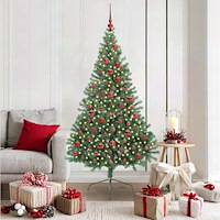 vidaXL Konstgjord Förbelyst Julgran med 300 LED-lampor Grön 180 cm PVC