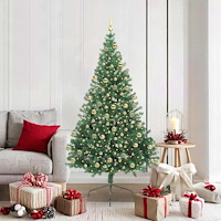 vidaXL Konstgjord Förbelyst Julgran med 300 LED-lampor Grön 180 cm PVC