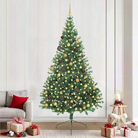 vidaXL Konstgjord Förbelyst Julgran med 300 LED-lampor Grön 240 cm PVC