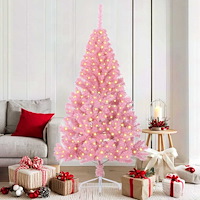 vidaXL Konstgjord Förbelyst Julgran med 300 LED-lampor Rosa 180 cm PVC
