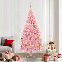 vidaXL Konstgjord Förbelyst Julgran med 300 LED-lampor Rosa 210 cm PVC