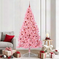 vidaXL Konstgjord Förbelyst Julgran med 300 LED-lampor Rosa 210 cm PVC