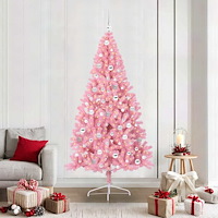 vidaXL Konstgjord Förbelyst Julgran med 300 LED-lampor Rosa 210 cm PVC