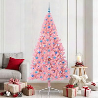 vidaXL Konstgjord Förbelyst Julgran med 300 LED-lampor Rosa 210 cm PVC