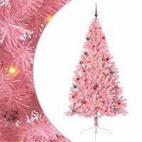vidaXL Konstgjord Förbelyst Julgran med 300 LED-lampor Rosa 210 cm PVC