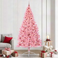vidaXL Konstgjord Förbelyst Julgran med 300 LED-lampor Rosa 240 cm PVC