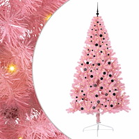 vidaXL Konstgjord Förbelyst Julgran med 300 LED-lampor Rosa 240 cm PVC