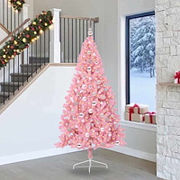 vidaXL Konstgjord Förbelyst Julgran med 300 LED-lampor Rosa 240 cm PVC