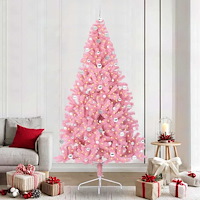 vidaXL Konstgjord Förbelyst Julgran med 300 LED-lampor Rosa 240 cm PVC