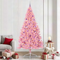 vidaXL Konstgjord Förbelyst Julgran med 300 LED-lampor Rosa 240 cm PVC