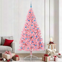 vidaXL Konstgjord Förbelyst Julgran med 300 LED-lampor Rosa 240 cm PVC