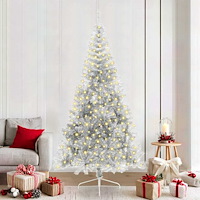 vidaXL Konstgjord Förbelyst Julgran Silver 210 cm PET