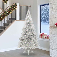 vidaXL Konstgjord Förbelyst Julgran Silver 240 cm PET
