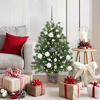 vidaXL Konstgjord julgran med 150 LED-lampor Grön 95 cm PE och PVC