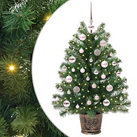 vidaXL Konstgjord julgran med 150 LED-lampor Grön 95 cm PE och PVC