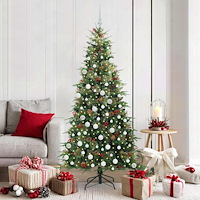 vidaXL Plast Hingad Julgran med 300 LED-lampor Grön 180 cm PE och PVC