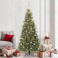 vidaXL Plast Hingad Julgran med 300 LED-lampor Grön 210 cm PE och PVC