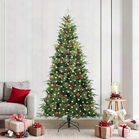 vidaXL Plast Hingad Julgran med 300 LED-lampor Grön 240 cm PE och PVC