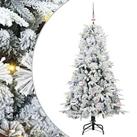 vidaXL Plast Hingad Julgran med 150 LED-lampor Grön 150 cm PE och PVC