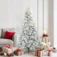 vidaXL Plast Hingad Julgran med 300 LED-lampor Grön 180 cm PE och PVC