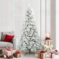 vidaXL Plast Hingad Julgran med 300 LED-lampor Grön 210 cm PE och PVC