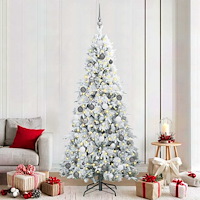 vidaXL Plast Hingad Julgran med 300 LED-lampor Grön 210 cm PE och PVC