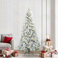 vidaXL Plast Hingad Julgran med 300 LED-lampor Grön 210 cm PE och PVC