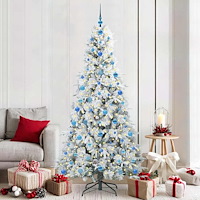 vidaXL Plast Hingad Julgran med 300 LED-lampor Grön 210 cm PE och PVC