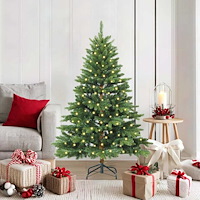 vidaXL Konstgjord julgran med 150 LED-lampor Grön 150 cm PE och PVC