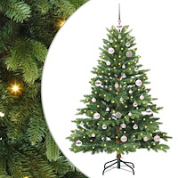 vidaXL Konstgjord julgran med 150 LED-lampor Grön 150 cm PE och PVC