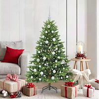 vidaXL Konstgjord julgran med 150 LED-lampor Grön 150 cm PE och PVC