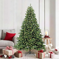 vidaXL Konstgjord julgran med 300 LED-lampor Grön 180 cm PE och PVC